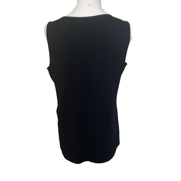 Eileen Fisher Black Tank Top W/ Ruffle Size Medium - Picture 4 of 6